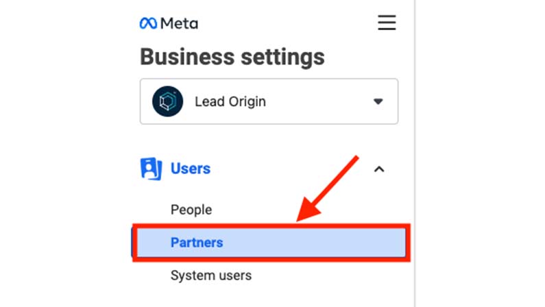 Below Users, click Partners