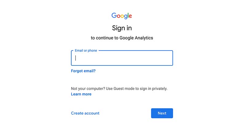 Sign in to Google Analytics.