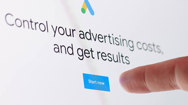 Start ads in google service touching screen display