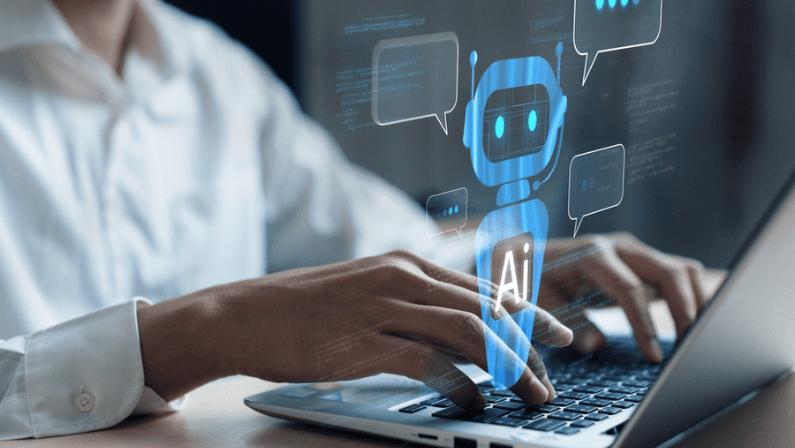 Human interact with AI artificial intelligence virtual assistant chatbot in concept of AI artificial intelligence prompt engineering, LLM AI deep learning to use generative AI for work support. FaaS