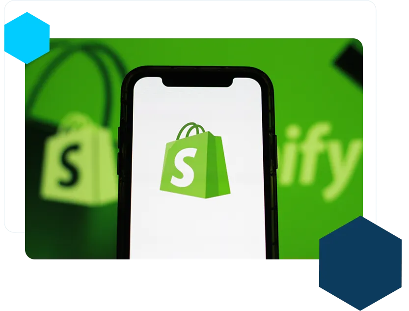 the logo of shopify is display on a mobile phone screen