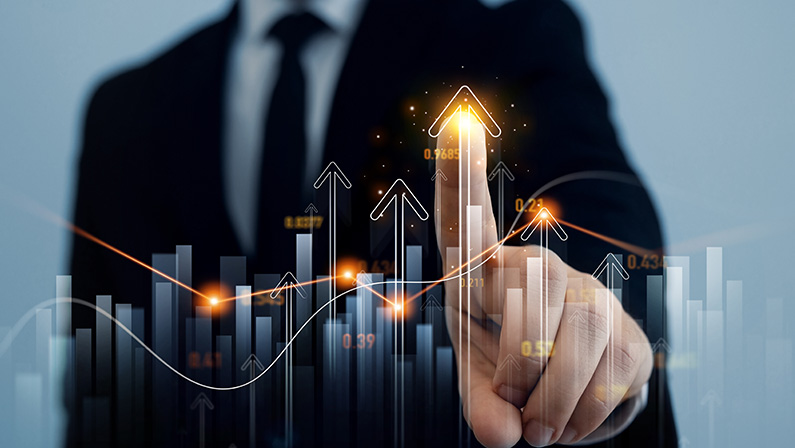 Analysis finance grow graph and market investment. Financial business plan,earnings,sale and strategy. Stock market chart, exchange financial growth diagram.