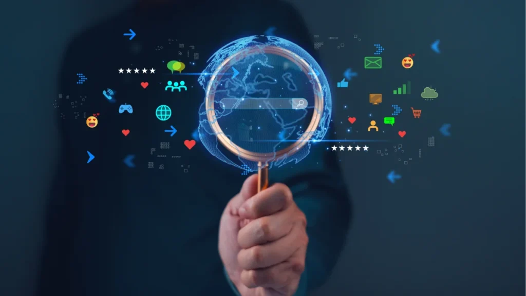 Search engine optimization, SEO, Searching High speed internet engine information, business people use smartphones to search for information in global network replication areas digital technology