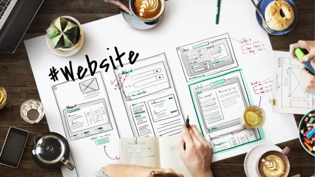 Website development layout sketch drawing