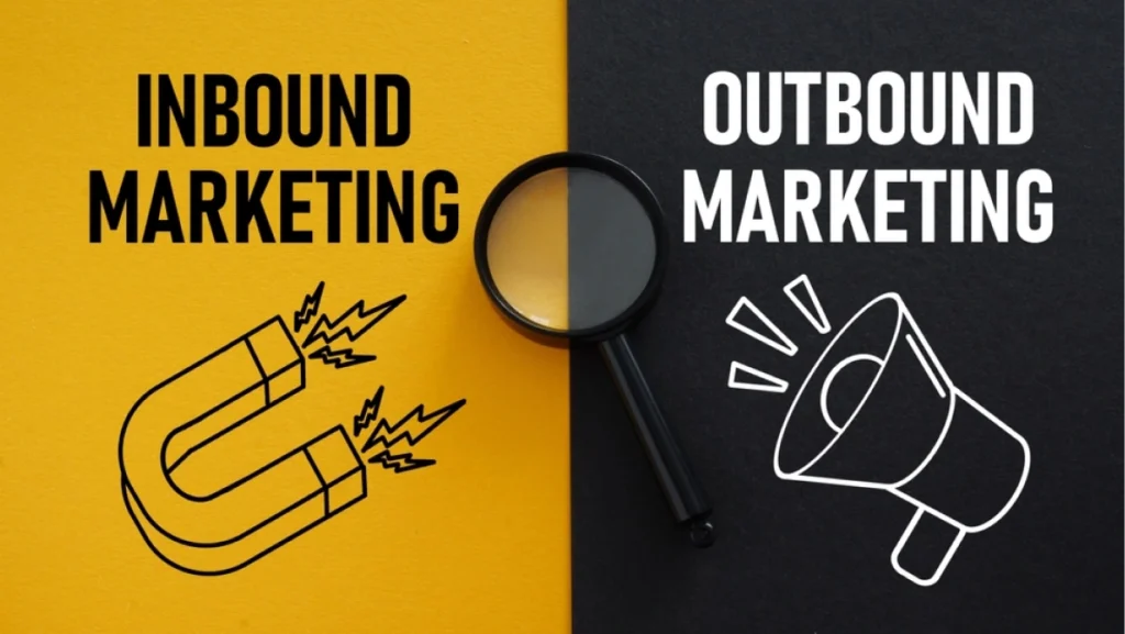 Inbound or Outbound marketingis shown using a text