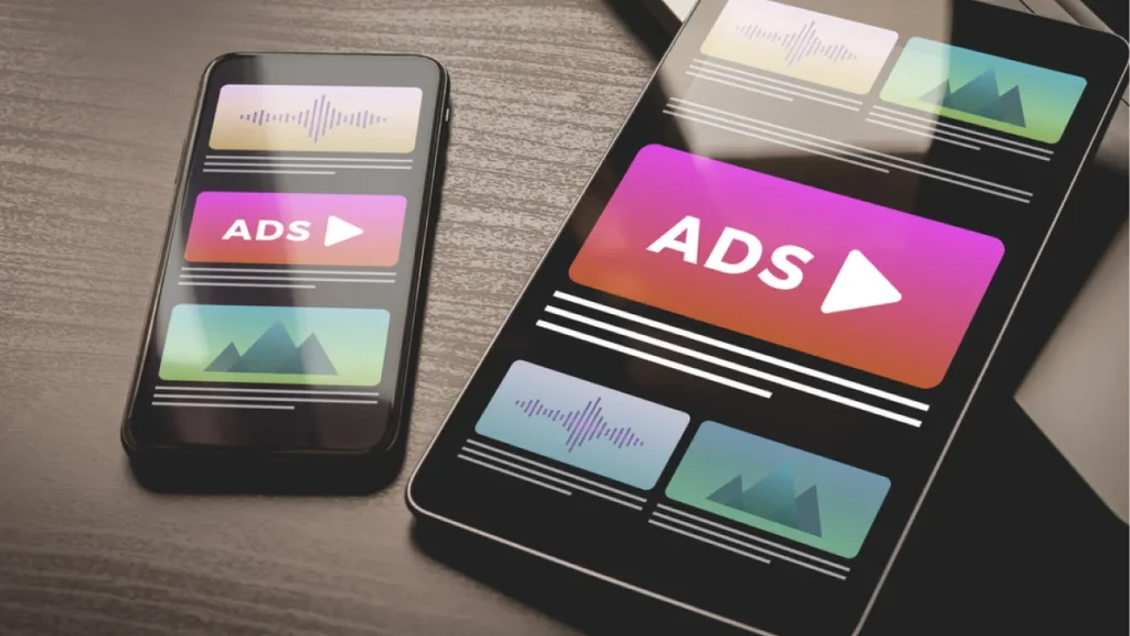 Phone display with ads widget