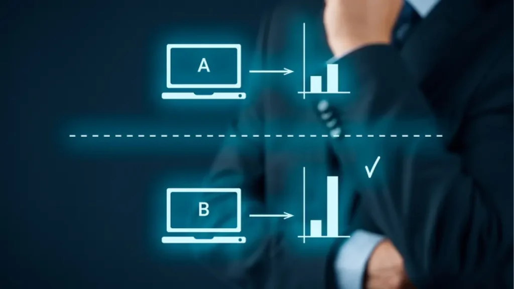 A/B split testing concept. Marketing or SEO specialist think about A/B split testing.