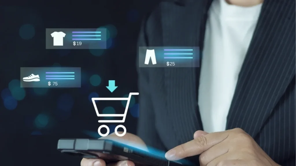 Customer Preparing Digital Purchase in Modern Ecommerce Environment and Mobile Checkout Screen