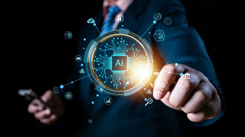 Man using technology smart AI