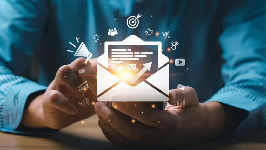 Email Marketing Concept with Business Professional Using Smartphone for Communication