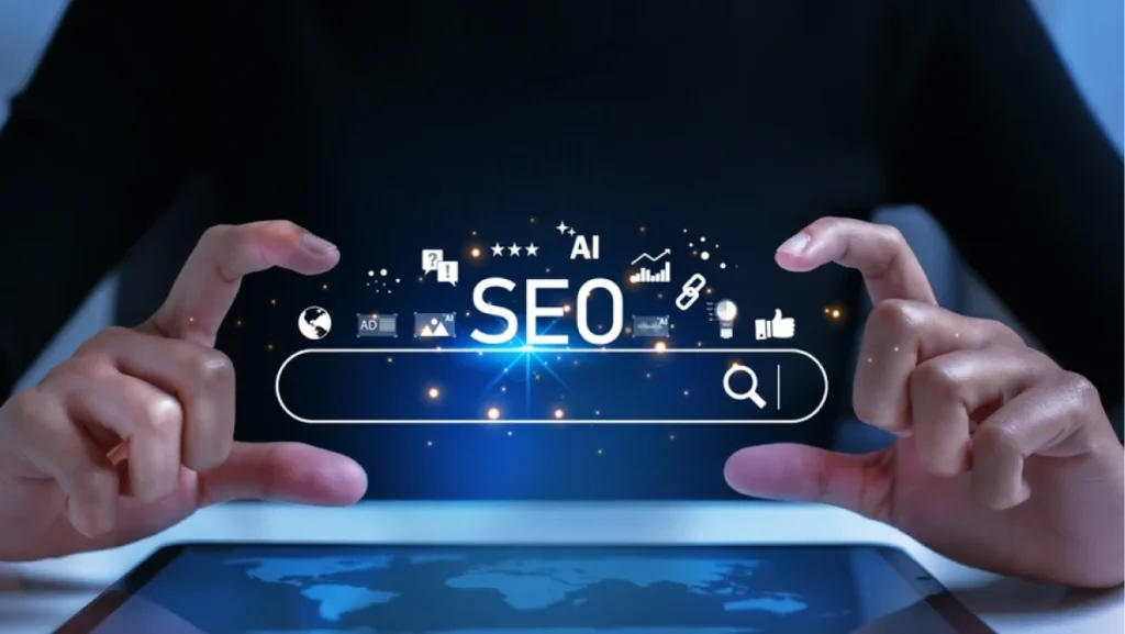The search bar shows SEO tools icons on your website