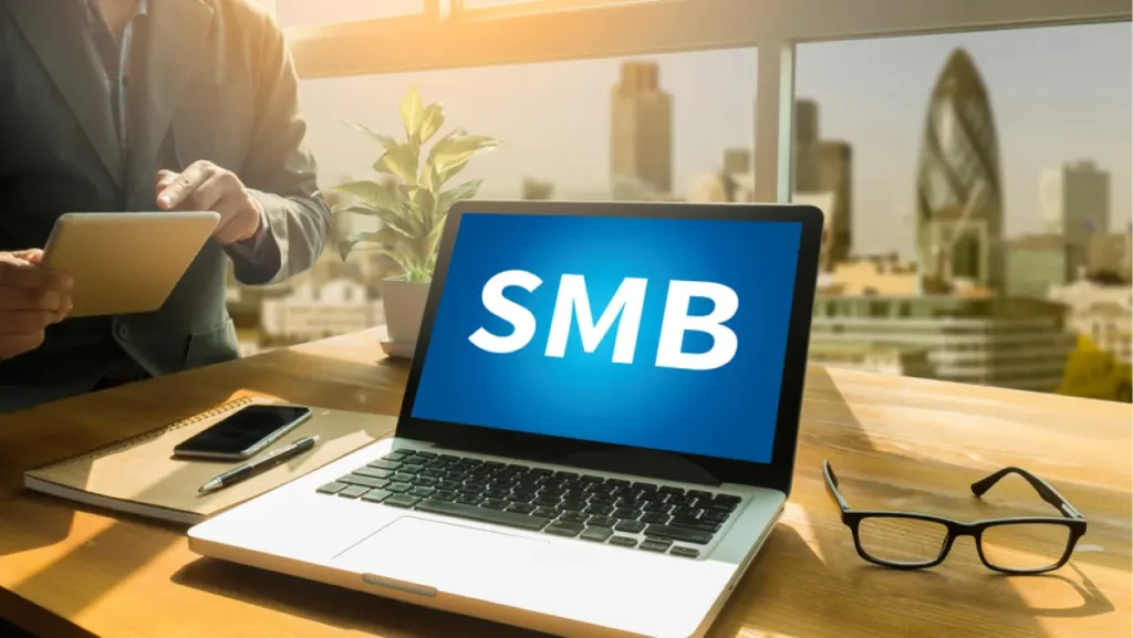 SMB - Thoughtful male person looking to the digital tablet screen, laptop screen