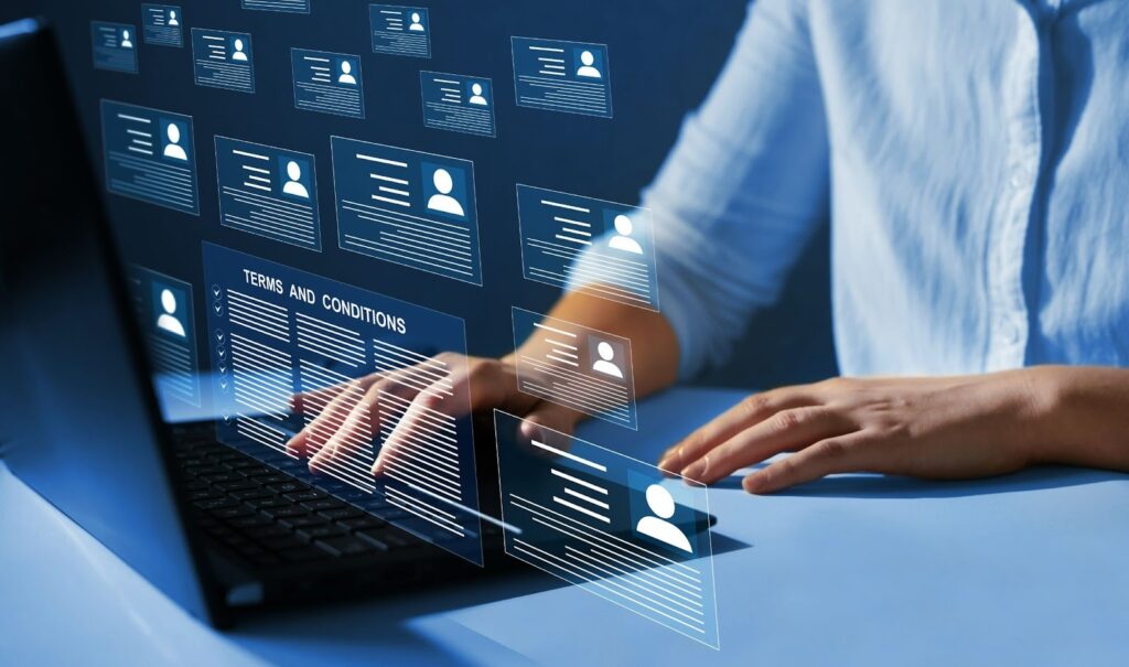 person in laptop reading