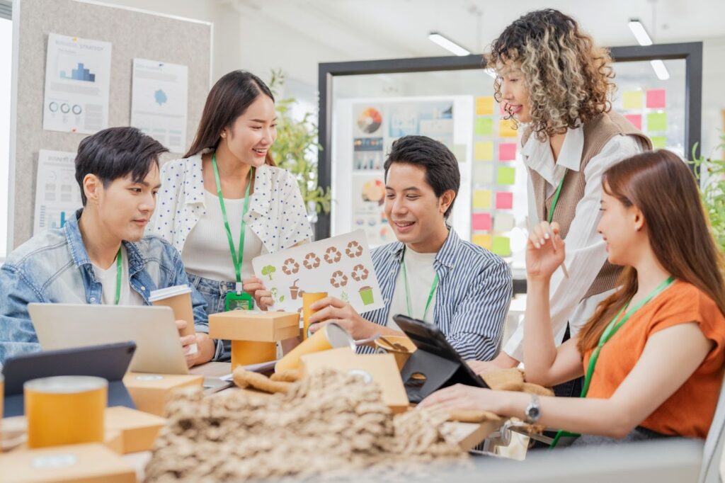 marketing team collaborating