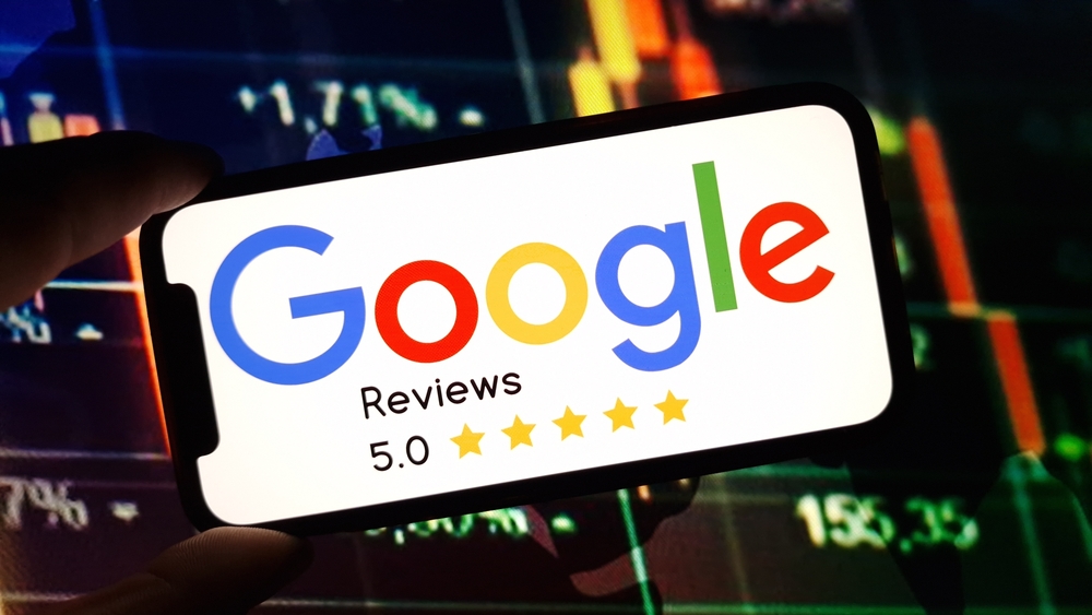 Google Reviews logo displayed on mobile phone