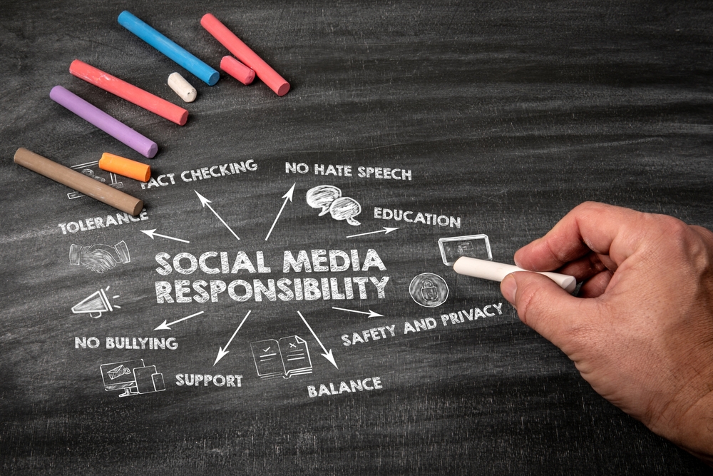 Social Media Responsibility. campaign written in chalk
