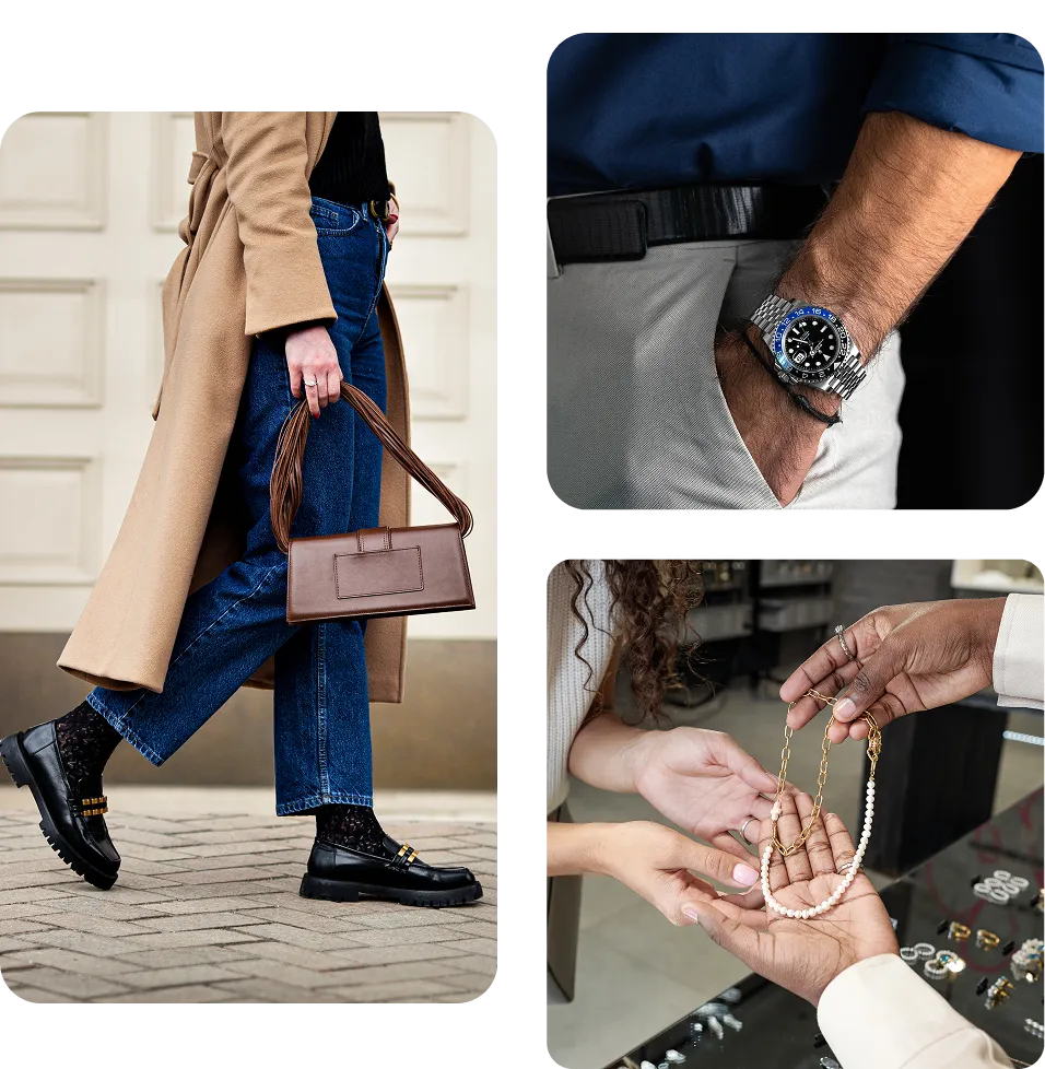collage of fashion images