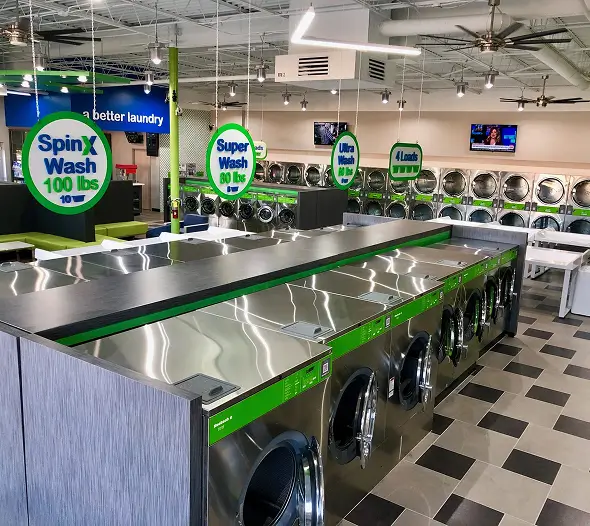 spinxpress washing machines and store interior