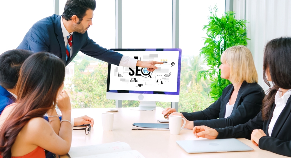 SEO search engine optimization for modish e-commerce and online retail business showing on computer screen