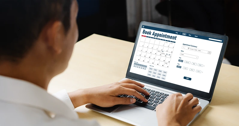 Online applointment booking calendar for modish regristration on the internet website