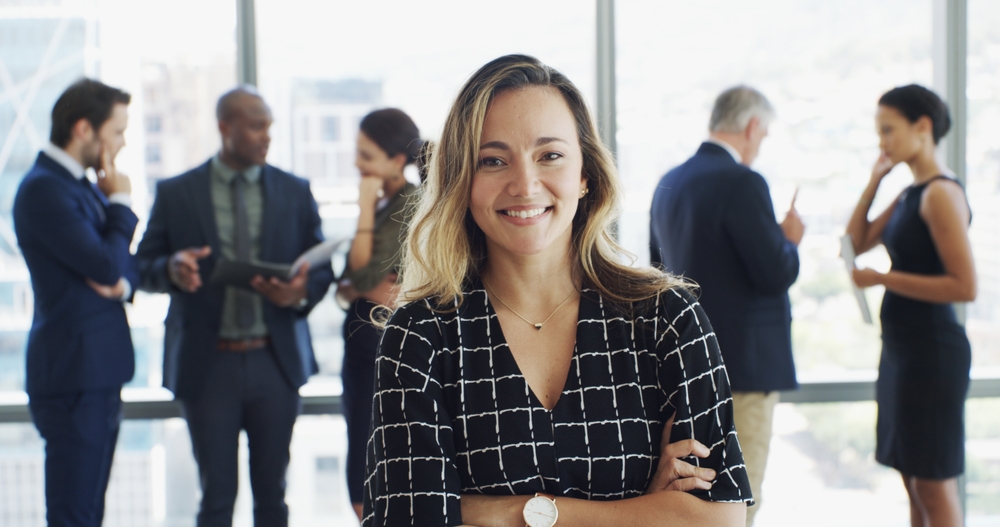 Office, businesswoman and lawyer in portrait with pride, corporate career or legal aid with smile.