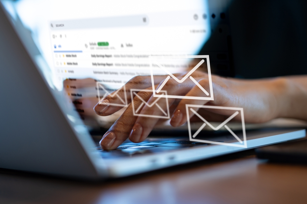 Email marketing concept. Business communication via email, company sending e-mails