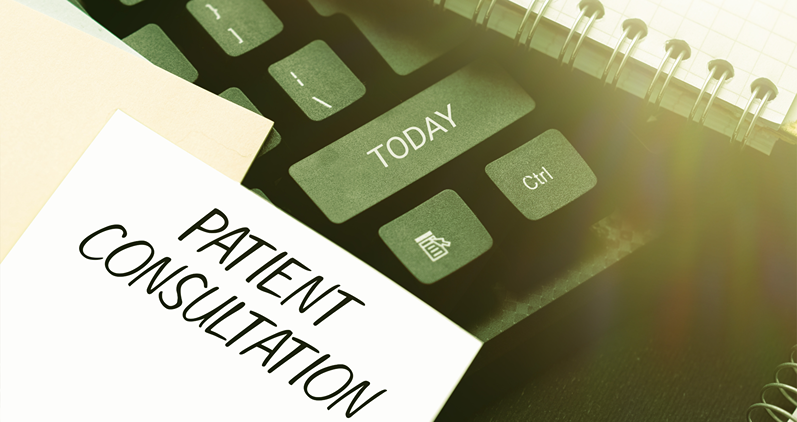 Sign displaying Patient Consultation. Internet Concept examinings discuss a patient and his or her condition Publishing Typewritten Documents Online, Typing Long Term Contract