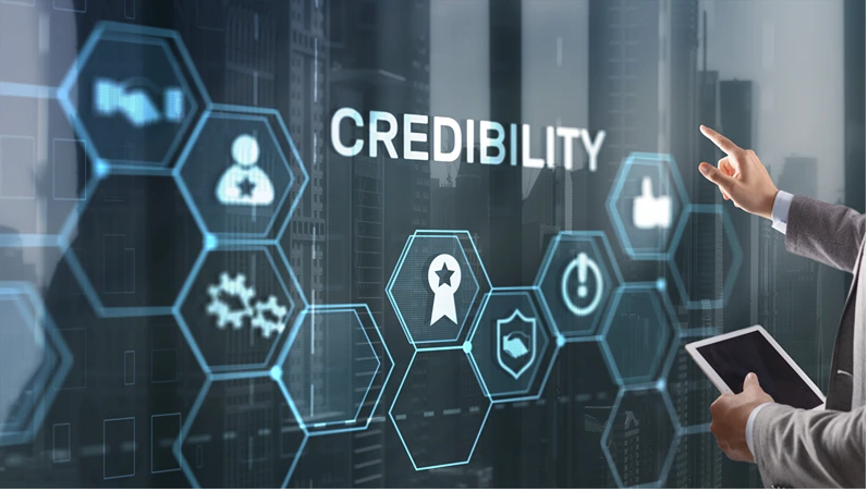 Credibility improvement. Modern business solution concept