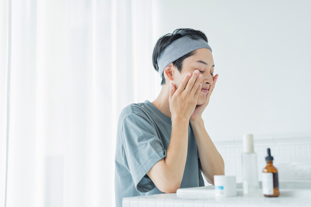 Young men taking care of their skin
