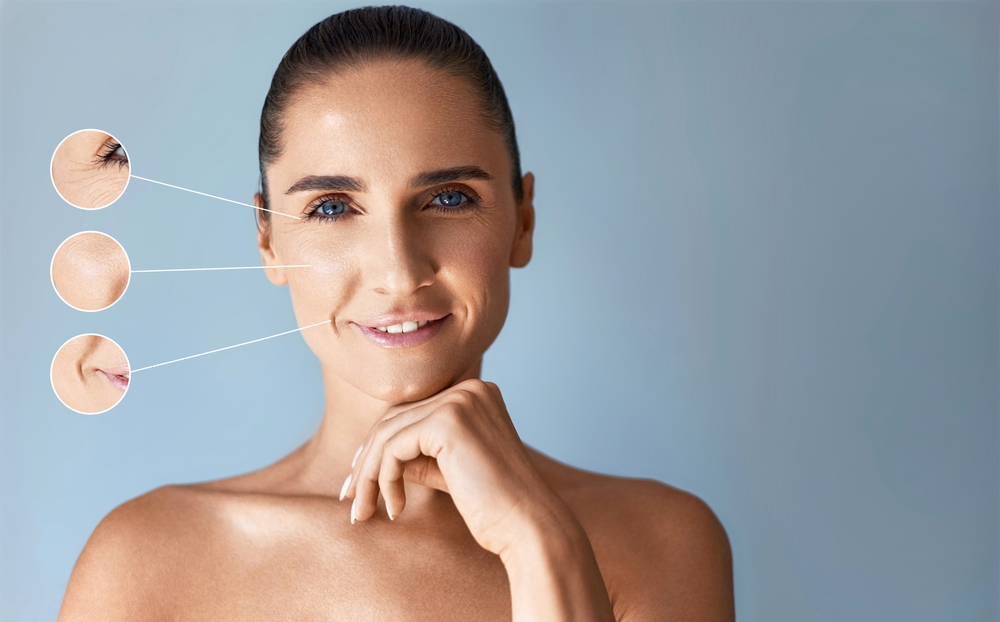 Aging process concept. Skincare Beauty Portrait of beautiful senior