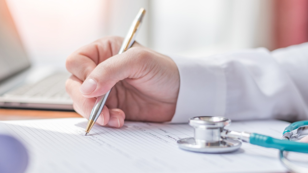Medical equipment, stethoscope and notepad