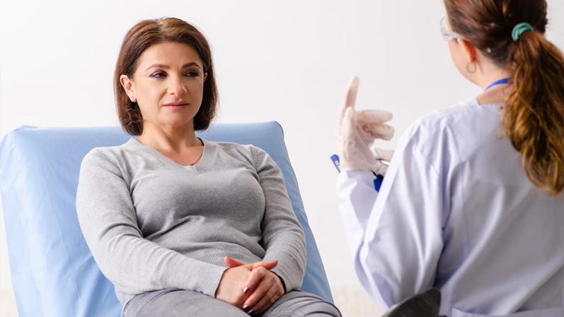 Woman preparing for cosmetic plastic surgery