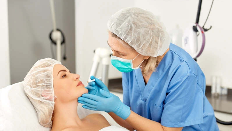 Woman getting ready for plastic surgery
