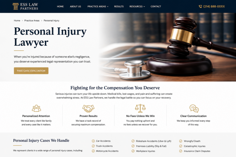 Dedicated Practice Area Pages for Personal Injury Firms