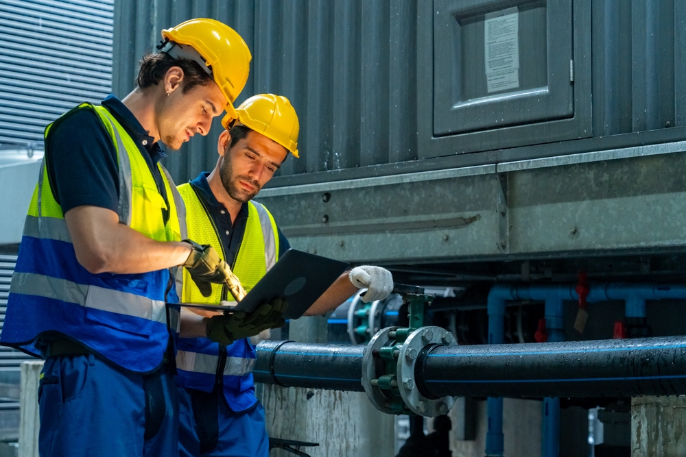 Industrial engineer teamwork maintenance pipeline valves