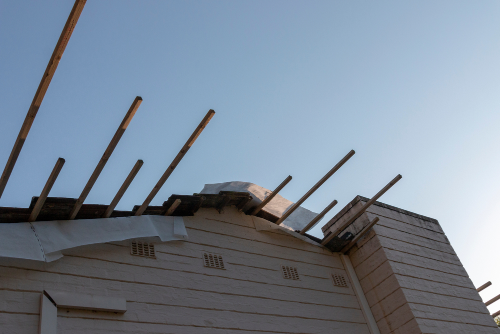 A close up view of new wooden battens that was been installed into a roof